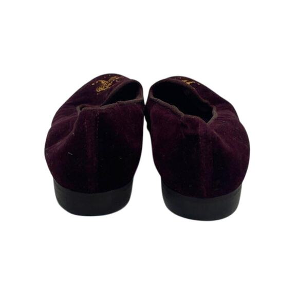 Ralph Lauren Velvet Crest Loafers Burgundy Smoking Slipper - Picture 4 of 6